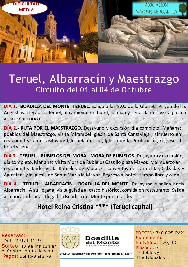 TERUEL, ALBARRAC�N Y MAESTRAZGO (1 AL 4 OCT. 2024)
